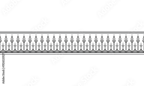 seamless tribal tattoo bracelet with geometric ethnic ornament. Repeating monochrome border design suitable for arm band tattoo frame textile print packaging decoration and decorative borders.