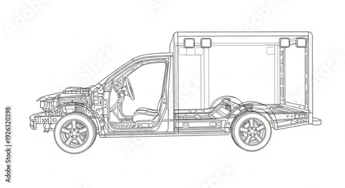 Truck Tractor Unit with Semi Trailer Illustration.
