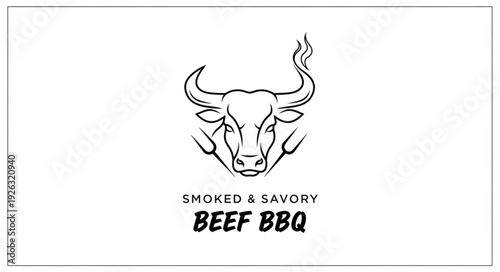 Line Art Bull Logo Design.