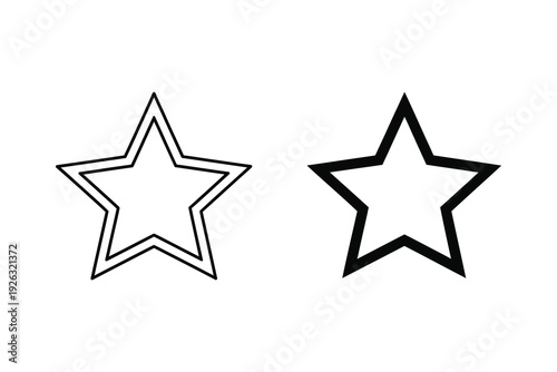 Star Icons: Outline and Thick Border Black Vector Graphics for Rating