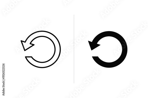 Circular Reload Refresh Arrow Icon in Outline and Solid Black for Web and App UI