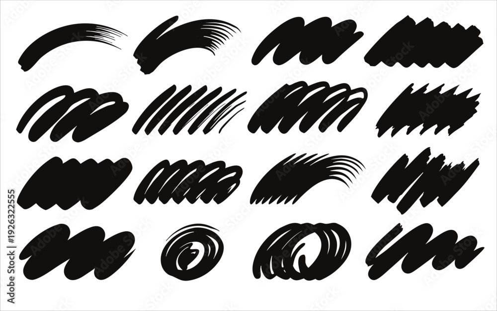 Fototapeta premium Black Brush Stroke Design Elements Set
