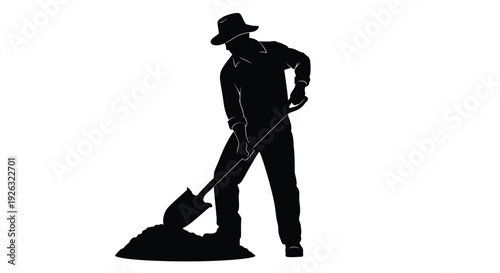 Man shoveling dirt in a vector graphic illustration of a simple task