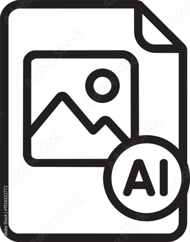 Image file icon with an AI badge representing generated artwork and digital assets management on computers