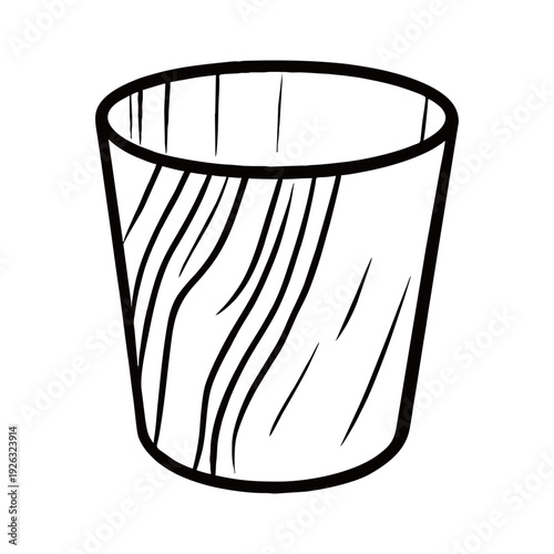 Minimalist Drinking Glass Line Art - Clear Water Glass Vector Icon - Simple Beverage Glass Outline