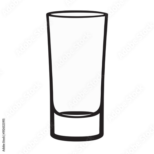 Minimalist Drinking Glass Line Art - Clear Water Glass Vector Icon - Simple Beverage Glass Outline