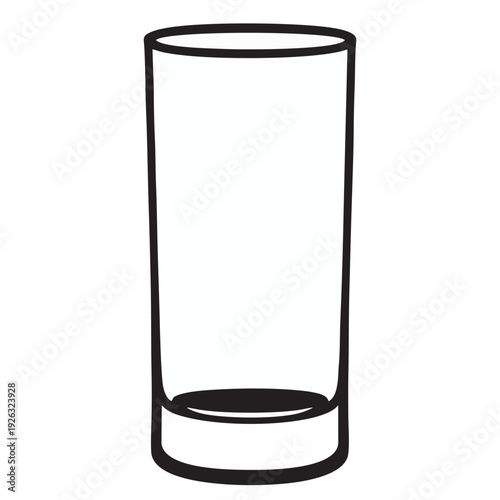 Minimalist Drinking Glass Line Art - Clear Water Glass Vector Icon - Simple Beverage Glass Outline