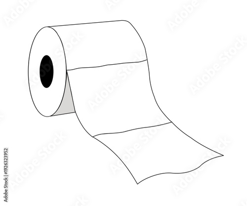 Toilet Paper Roll Illustration – Simple Black and White Bathroom Tissue Drawing