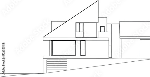 Simple line drawing of a modern house