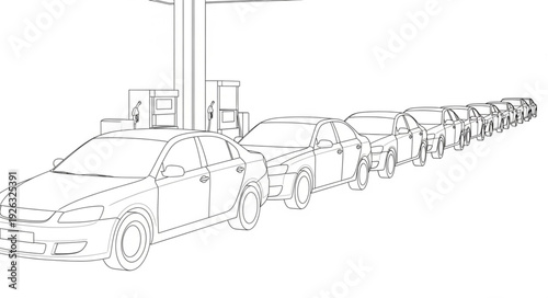 Line of Cars in Motion.