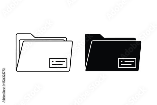 Empty Folder Icon Duo: Outline and Solid for File Management