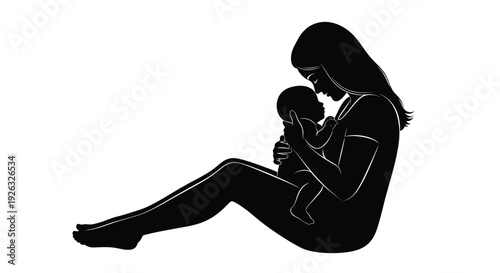 Mother holding her newborn baby in a tender and loving vector illustration design