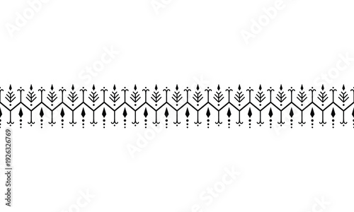 seamless tribal tattoo bracelet with geometric ethnic ornament. Repeating monochrome border design suitable for arm band tattoo frame textile print packaging decoration and decorative borders.