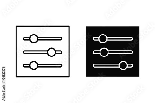 Horizontal slider controls in outline and solid black for settings.