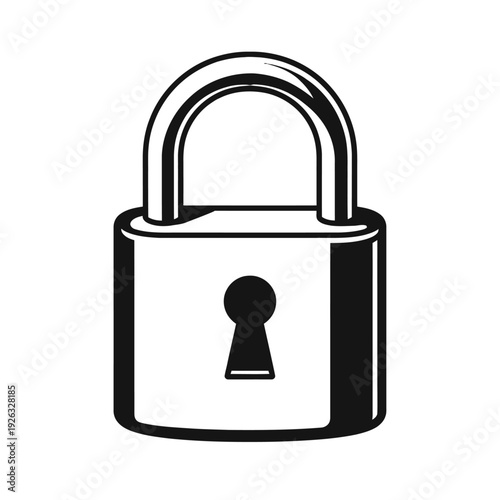 Monochromatic Padlock Icon Vector Art: A Universal Symbol of Digital and Physical Security, Protection, Privacy, and Access Control. Ideal for Website Security, Data Protection, Login Pages, General S