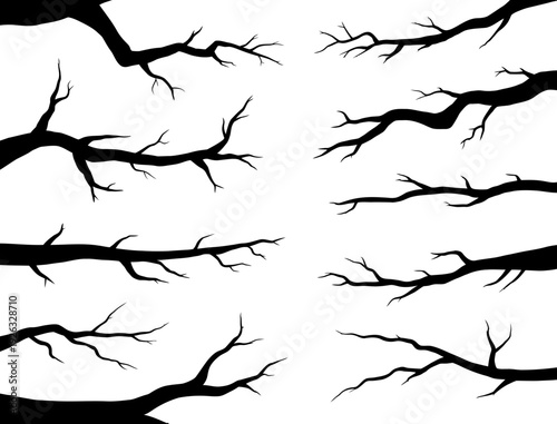 Silhouette of a dead tree vector illustration, Illustration of trees and branches without leaves