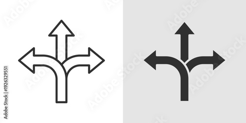 Decision Icon representing strategic choices, business planning, and workflow management. Stroke, filled, and colored vector illustration.