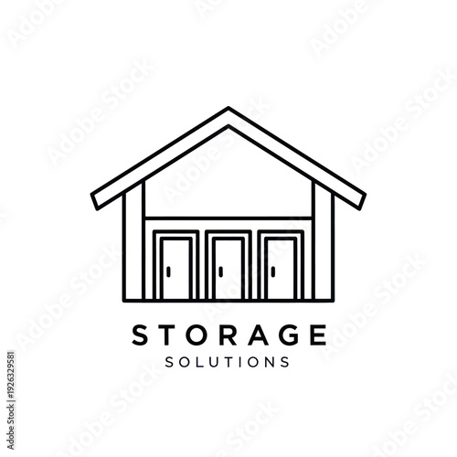Minimalist Storage Solutions Logo with Three Doors.