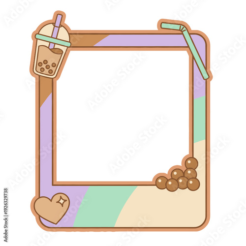 Cute Bubble Tea Photo Frame Illustration