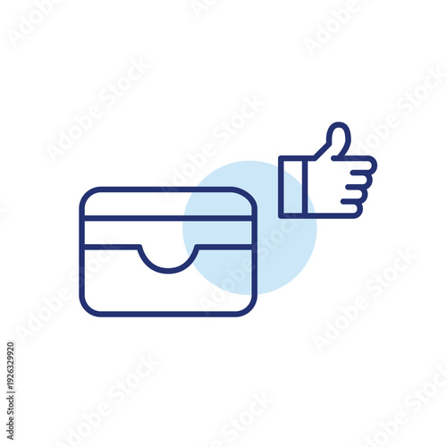 Cards in digital wallet and like symbol. Payment approval, safe wallet trust, card security rating. Pixel perfect, editable stroke vector icon