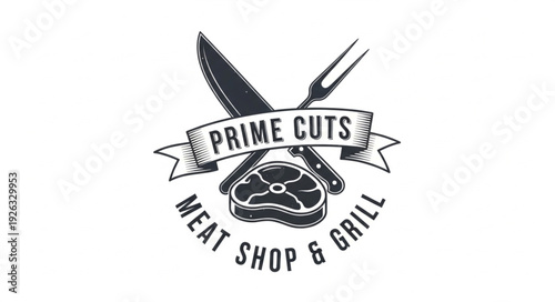 Meat Shop Grill Logo Design.