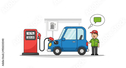 Man Refueling Electric Car at Station.