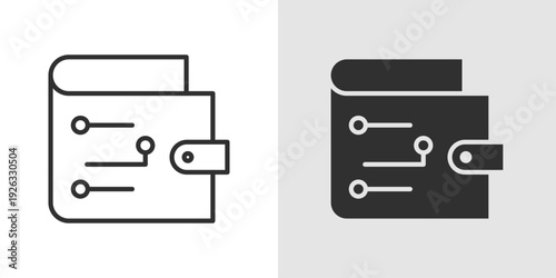 Digital Wallet Icon representing secure payments, online transactions, and cryptocurrency storage. Stroke, filled, and colored vector illustration.