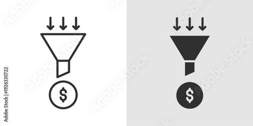Sales Funnel Icon representing sales process, marketing conversion, and business strategy. Stroke, filled, and colored vector illustration.