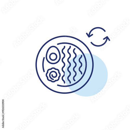 Ramen noodles and renew symbol. Food and groceries recycling, fresh Japanese takeaway, Asian menu. Pixel perfect, editable stroke vector icon
