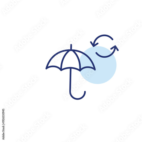 Umbrella and renew arrows. Protection updated. Insurance refresh. Pixel perfect, editable stroke vector icon