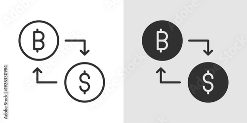 Sell Crypto Icon representing cryptocurrency trading, digital asset exchange, and online transactions. Stroke, filled, and colored vector illustration.