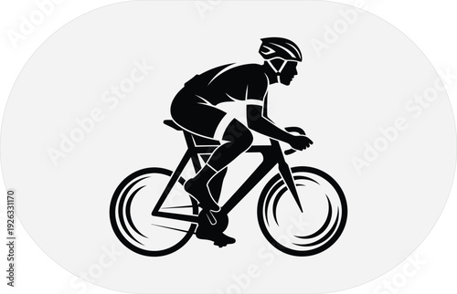 Cyclist riding a bicycle in profile view