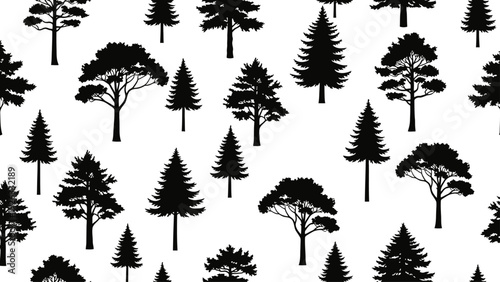 Collection of Various Tree Silhouettes.