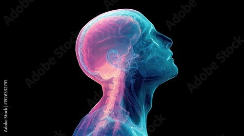 Human Head and Brain X-Ray Scan.