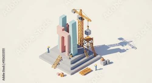Miniature Construction Site with Crane.