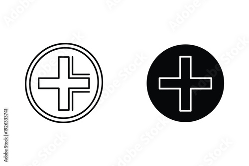 Plus Symbol and Medical Cross Icons