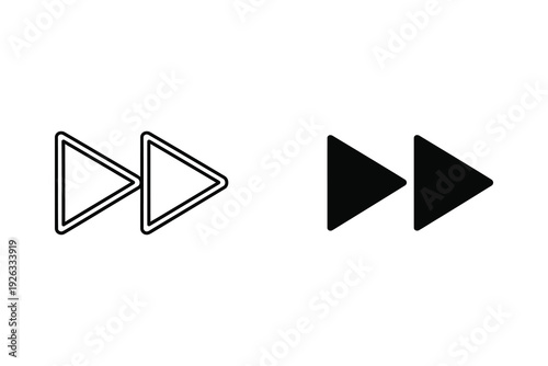 Fast Forward Icon Set: Double Arrow Symbols for Skipping Ahead in Outline and Solid Styles