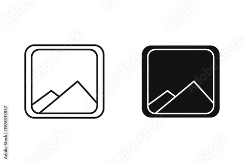 Image Gallery Icon: Placeholder for Pictures and Photos in Outline and Solid Styles