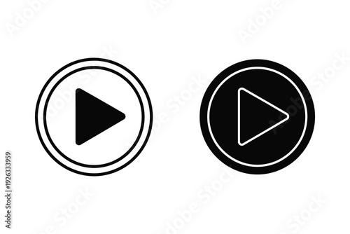 Play Icon with Circle: Outline and Solid Variants for Media Playback Controls