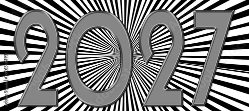 The year 2027 in the monochrome design 