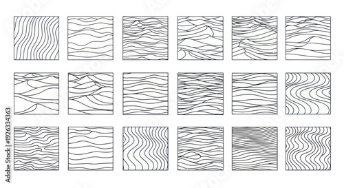 Collection of various hand drawn wood grain textures and patterns.