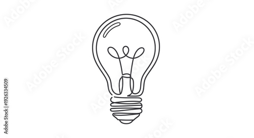 Continuous Line Drawing of a Light Bulb Idea Concept.