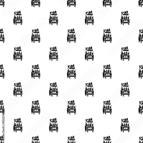 Food cart icon repeating as a seamless pattern for snack bar design