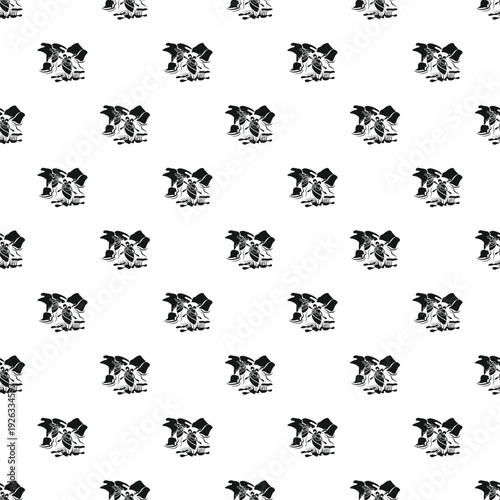 Rafting extreme sport black and white seamless pattern on white background