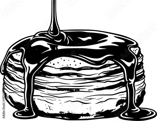 Minimalistic Sumi-e Cronut Illustration with Flowing Glaze