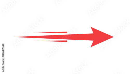 A bright red arrow with a gradient effect pointing to the right direction on a plain white background image product shot isolated