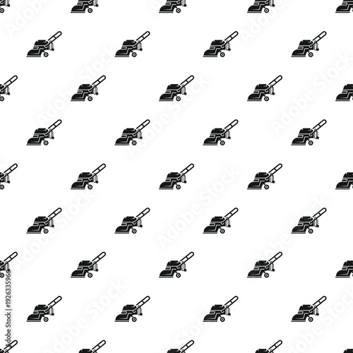 Lawn mower tools forming a seamless pattern for gardening and landscaping projects