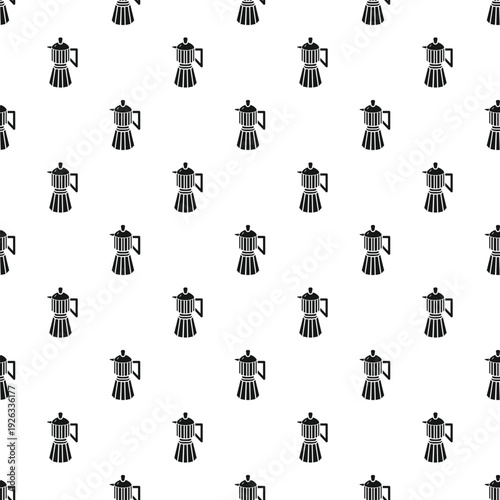 Repeating moka pots creating a black and white coffee themed pattern