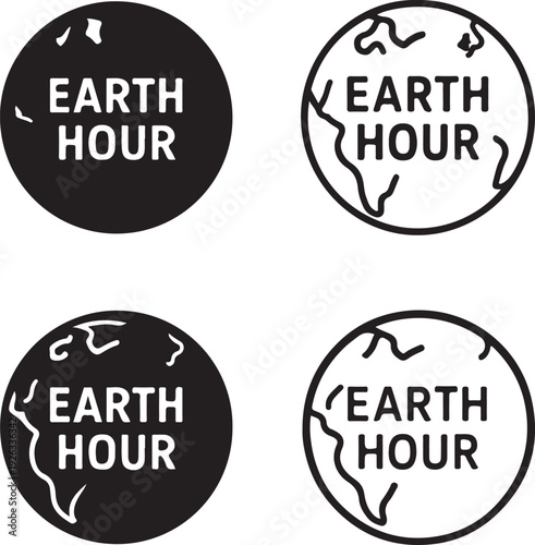 Isolated Earth Hour Dark Planet Icon, Earth hour global sustainability awareness campaign, Earth hour environmental movement design, eco marketing vector illustration