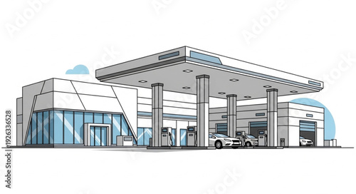 Modern Gas Station Architecture Design.